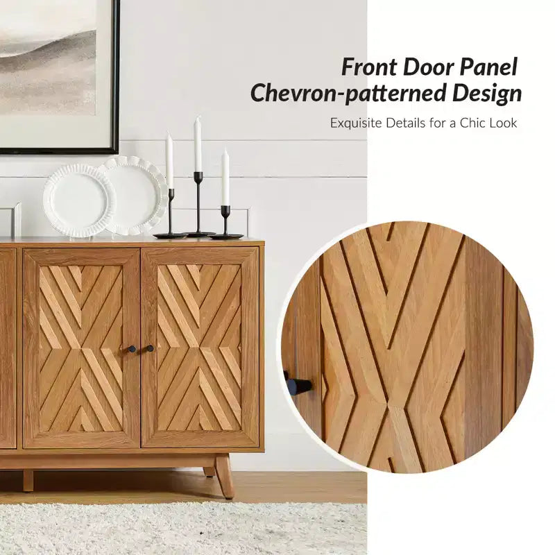 Buffet Adolf de 57 po de largeur, motif chevrons, avec étagères réglables | HULALA HOME