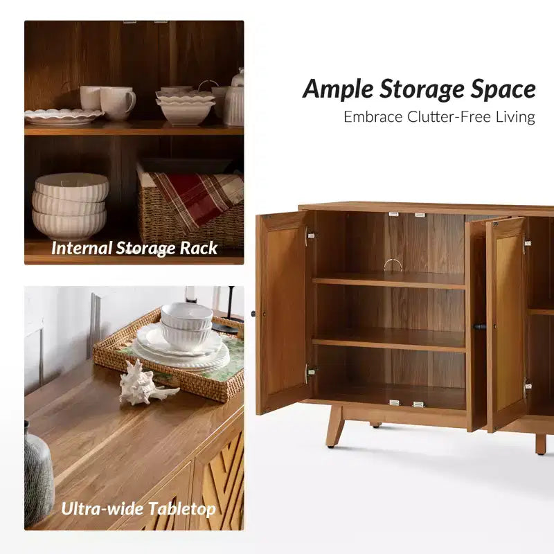 Buffet Adolf de 57 po de largeur, motif chevrons, avec étagères réglables | HULALA HOME