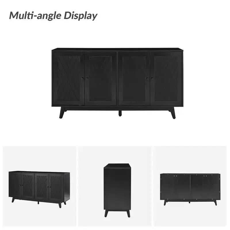 Buffet Adolf de 57 po de largeur, motif chevrons, avec étagères réglables | HULALA HOME