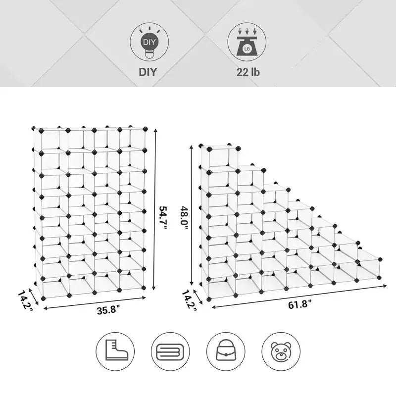SONGMICS Meuble à chaussures – Organiseur de rangement de chaussures en plastique transparent à 28 compartiments peu encombrant