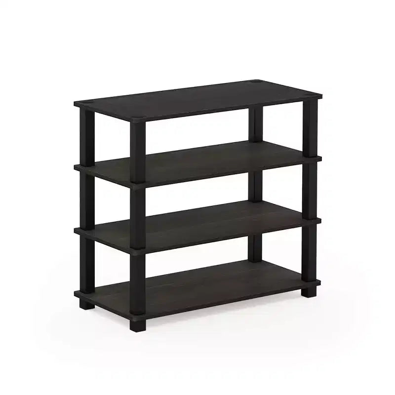 Furinno Étagère à Chaussures à 3/4 Niveaux, Tour Multifonctionnelle, Organisateur de Rangement pour Salle de Bain, Salon et Entrée, Expresso/Noir