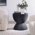 Table d'appoint ronde Uttermost Bongo 22" de large en rotin teinté noir