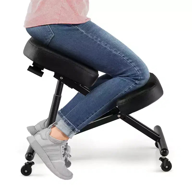 Chaise Genoux Ergonomique Costway, Tabouret Réglable avec Roulettes Universelles Verrouillables et Siège Inclinable
