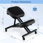 Chaise Genoux Ergonomique Costway, Tabouret Réglable avec Roulettes Universelles Verrouillables et Siège Inclinable