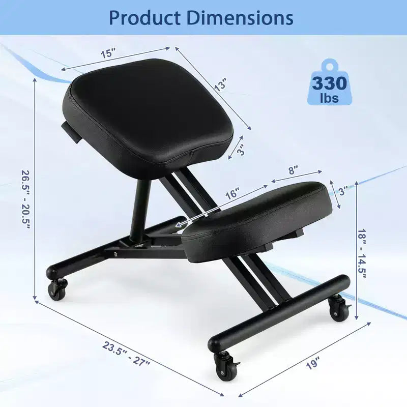 Chaise Genoux Ergonomique Costway, Tabouret Réglable avec Roulettes Universelles Verrouillables et Siège Inclinable