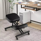 Chaise Genoux Ergonomique Costway, Tabouret Réglable avec Roulettes Universelles Verrouillables et Siège Inclinable