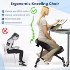 Chaise Genoux Ergonomique Costway, Tabouret Réglable avec Roulettes Universelles Verrouillables et Siège Inclinable