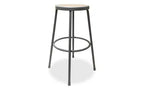 Tabouret d'atelier industriel en métal Alera, sans dossier, supporte jusqu'à 136 kg, hauteur d'assise 76 cm, assise marron, piètement gris