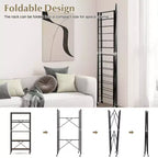 Costway Étagère Pliante à 5 Niveaux, Étagère de Rangement Modulable avec 4 Roues Universelles, Cuisine Noir/Naturel