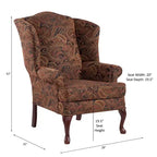 Fauteuil d'appoint traditionnel à oreilles Comfort Pointe Paisley