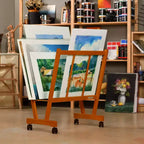 Présentoir à grandes impressions en bois Firenze de Creative Mark avec roulettes – Idéal pour exposer des toiles, des œuvres d'art, des estampes, des panneaux, des affiches, des expositions d'art, et pour le rangement
