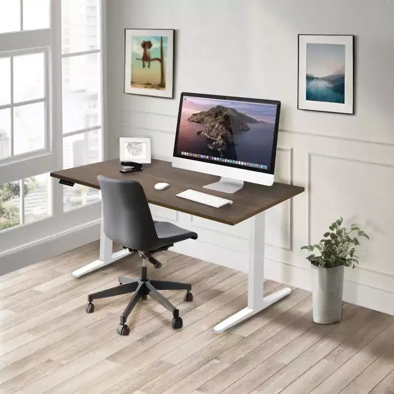 Mount-It! Bureau électrique assis-debout à double moteur avec plateau de 55", Adrift et blanc