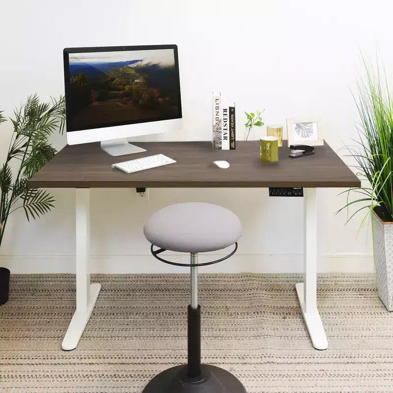Mount-It! Bureau électrique assis-debout à double moteur avec plateau de 55", Adrift et blanc