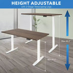 Mount-It! Bureau électrique assis-debout à double moteur avec plateau de 55", Adrift et blanc