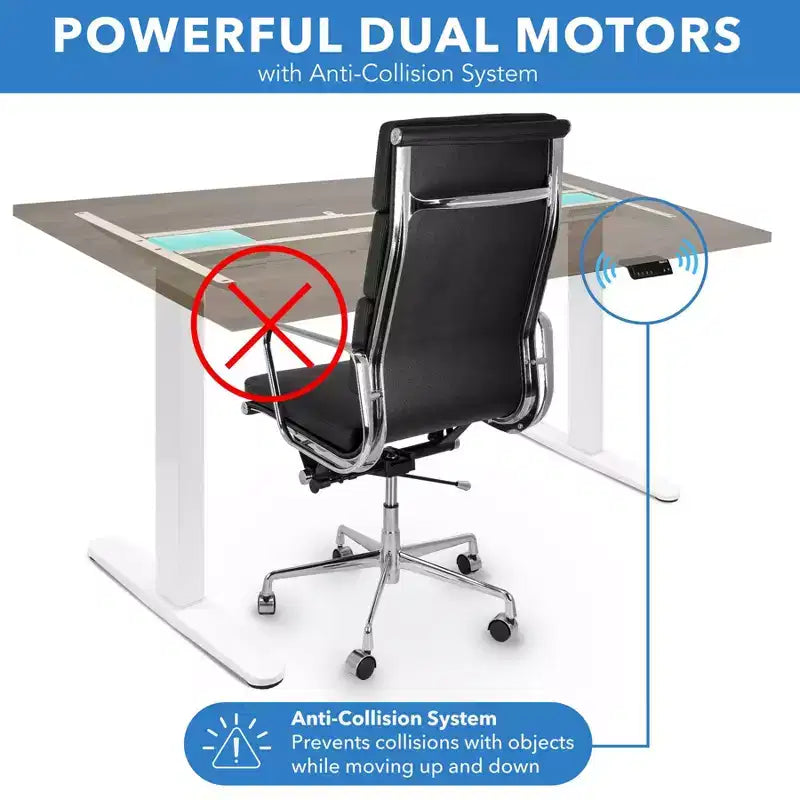 Mount-It! Bureau électrique assis-debout à double moteur avec plateau de 55", Adrift et blanc