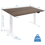 Mount-It! Bureau électrique assis-debout à double moteur avec plateau de 55", Adrift et blanc