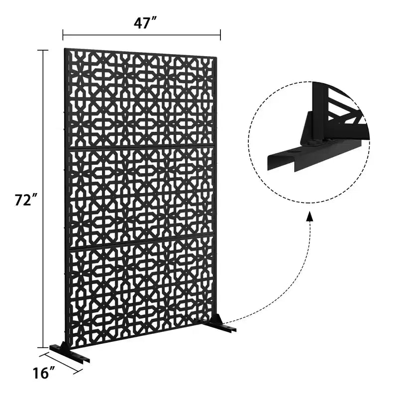 Dovelina 72x47 Écran d'intimité en métal 3 panneaux cloisons autoportantes et séparateur de pièce