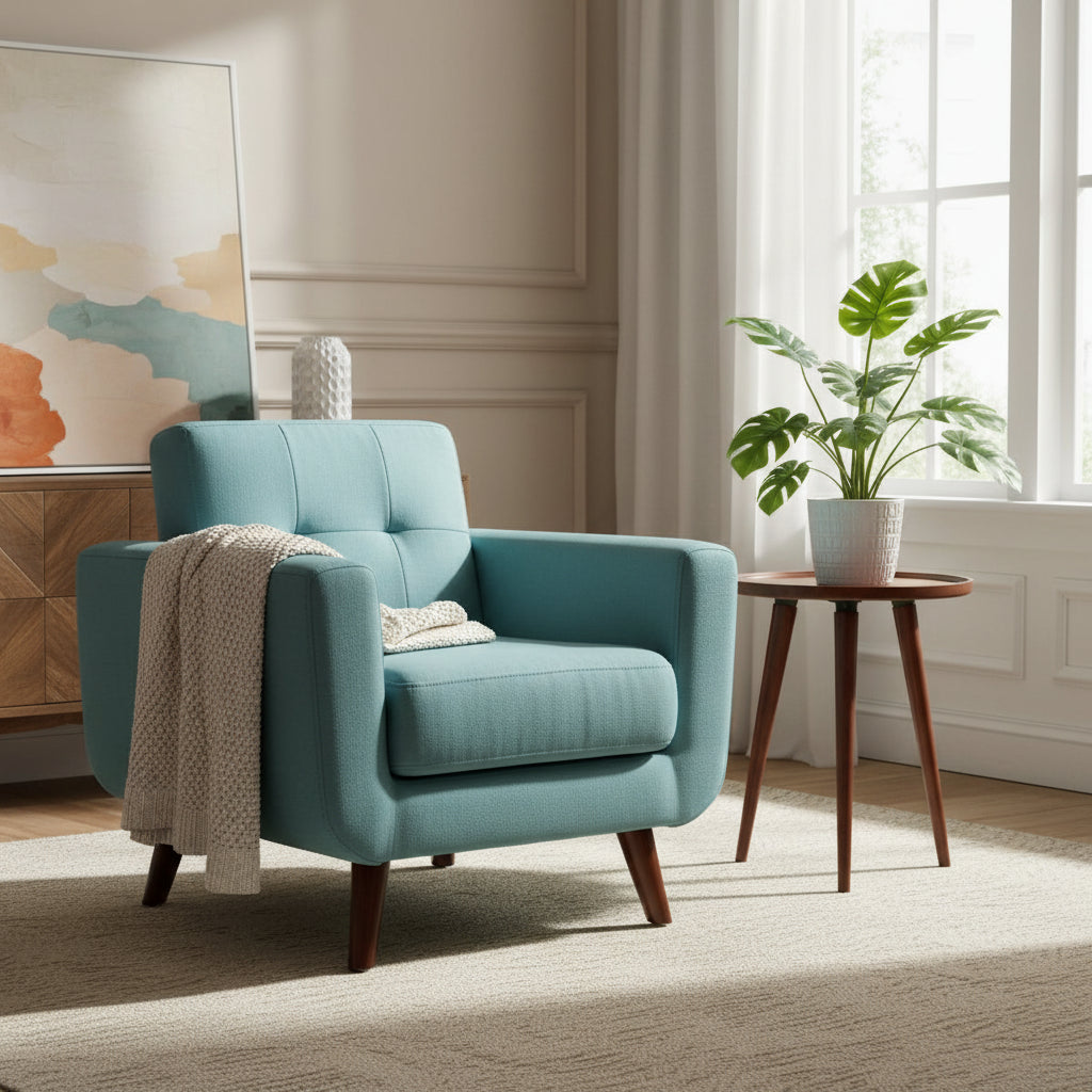 US Pride Furniture Grace Rainbeau Mid-Century Tufted Upholstered Rainbeau Living Room Chair