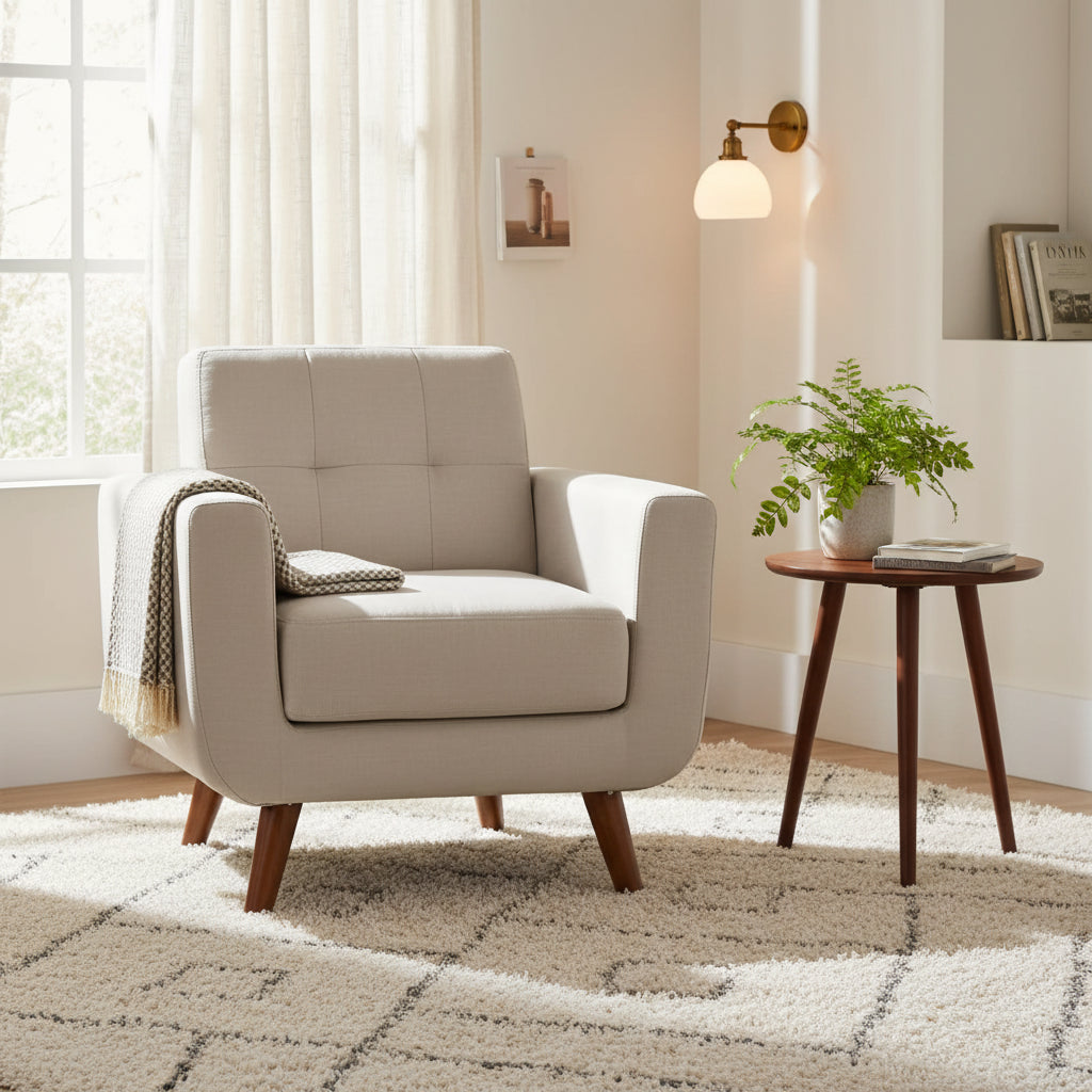 Fauteuil de salon capitonné médiéval