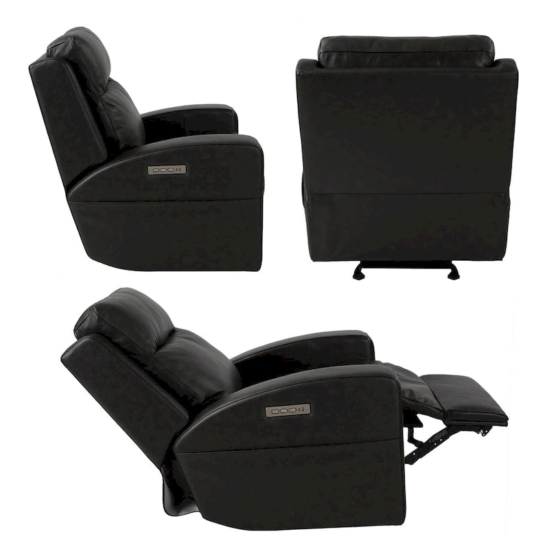 Fauteuil inclinable électrique en cuir pleine fleur de 37 po de large, avec fonction de glisse et de bascule, sièges de cinéma maison avec port de charge USB