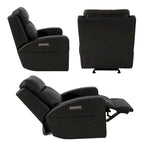 Fauteuil inclinable électrique en cuir pleine fleur de 37 po de large, avec fonction de glisse et de bascule, sièges de cinéma maison avec port de charge USB