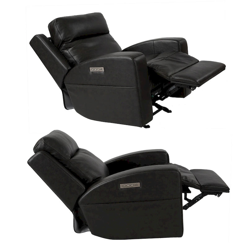 Fauteuil inclinable électrique en cuir pleine fleur de 37 po de large, avec fonction de glisse et de bascule, sièges de cinéma maison avec port de charge USB