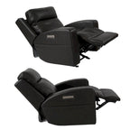 Fauteuil inclinable électrique en cuir pleine fleur de 37 po de large, avec fonction de glisse et de bascule, sièges de cinéma maison avec port de charge USB