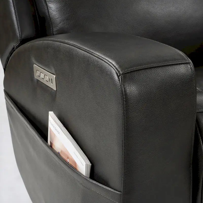 Fauteuil inclinable électrique en cuir pleine fleur de 37 po de large, avec fonction de glisse et de bascule, sièges de cinéma maison avec port de charge USB