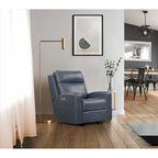 Fauteuil inclinable électrique en cuir pleine fleur de 37 po de large, avec fonction de glisse et de bascule, sièges de cinéma maison avec port de charge USB