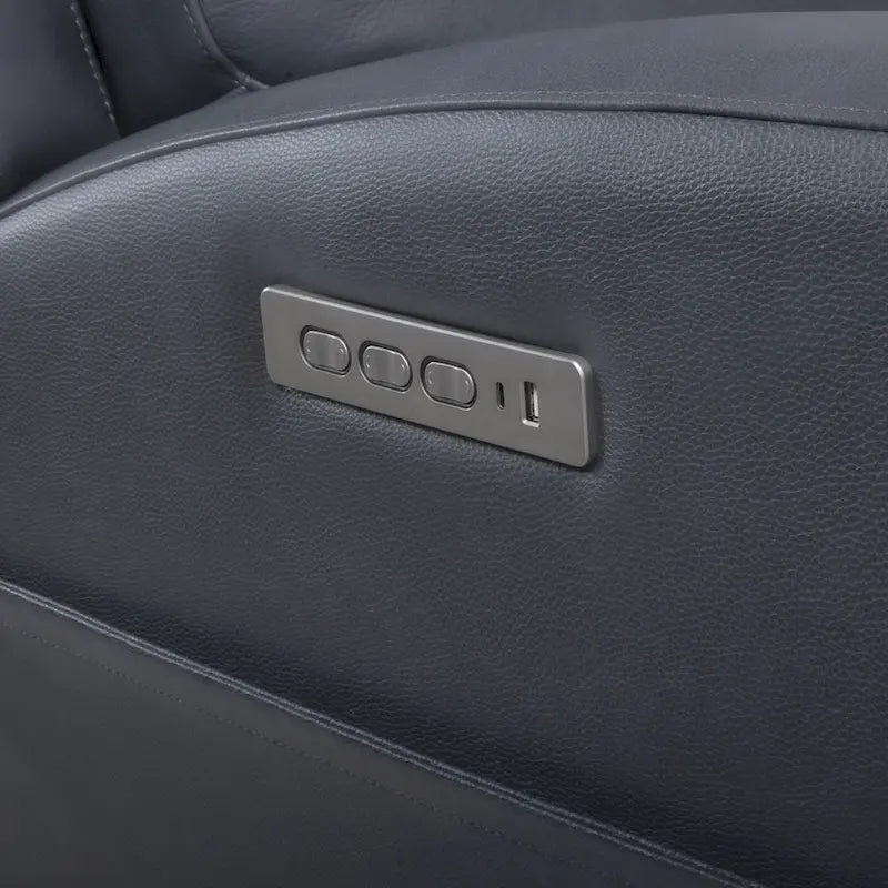 Fauteuil inclinable électrique en cuir pleine fleur de 37 po de large, avec fonction de glisse et de bascule, sièges de cinéma maison avec port de charge USB