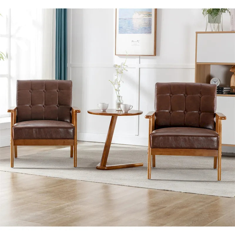 Lot de 2 fauteuils d'appoint modernes du milieu du siècle avec table d'appoint