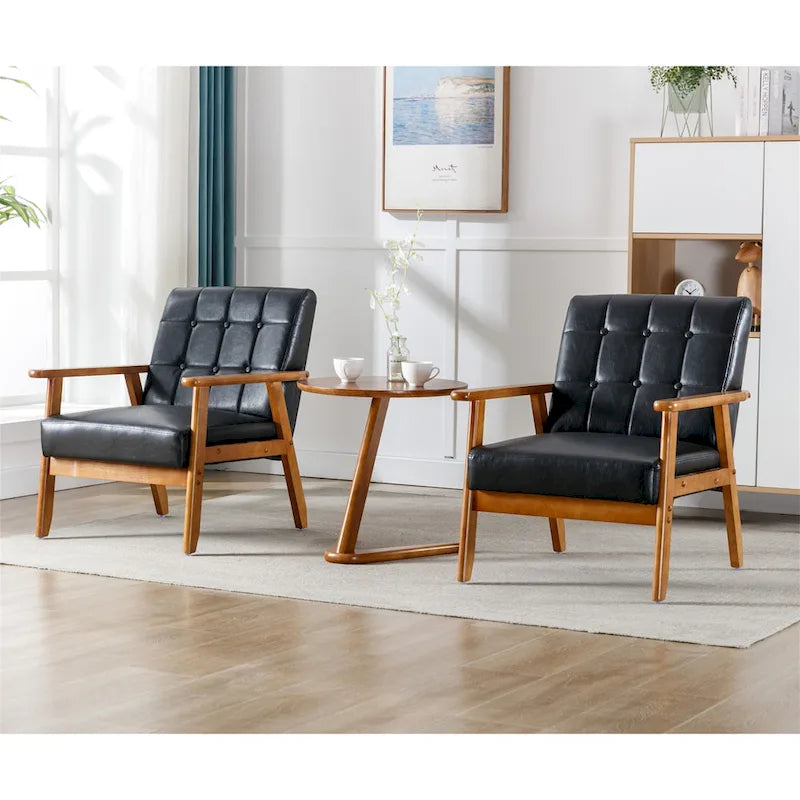 Lot de 2 fauteuils d'appoint modernes du milieu du siècle avec table d'appoint