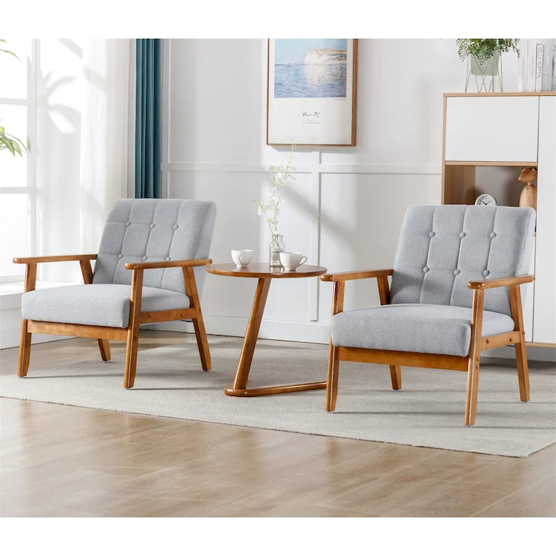 Lot de 2 fauteuils d'appoint modernes du milieu du siècle avec table d'appoint