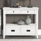 Table console de 36 po en pin de style rustique pour entrée de canapé avec 4 tiroirs et 1 étagère de rangement