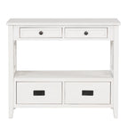 Table console de 36 po en pin de style rustique pour entrée de canapé avec 4 tiroirs et 1 étagère de rangement