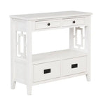 Table console de 36 po en pin de style rustique pour entrée de canapé avec 4 tiroirs et 1 étagère de rangement