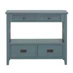 Table console de 36 po en pin de style rustique pour entrée de canapé avec 4 tiroirs et 1 étagère de rangement