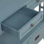 Table console de 36 po en pin de style rustique pour entrée de canapé avec 4 tiroirs et 1 étagère de rangement