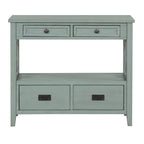 Table console de 36 po en pin de style rustique pour entrée de canapé avec 4 tiroirs et 1 étagère de rangement