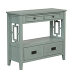 Table console de 36 po en pin de style rustique pour entrée de canapé avec 4 tiroirs et 1 étagère de rangement