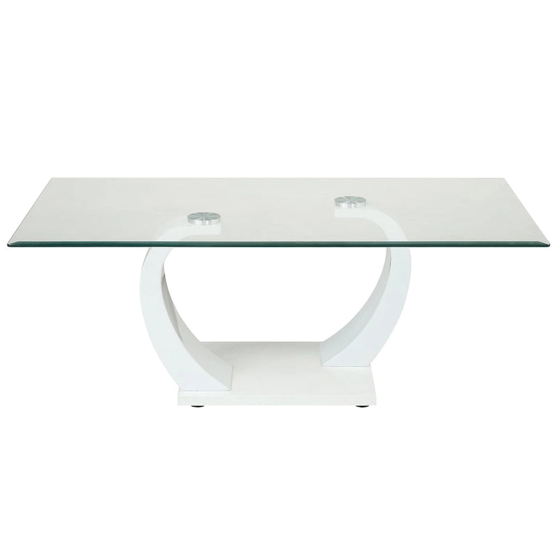Table basse contemporaine Cres 50 pouces avec plateau en verre par