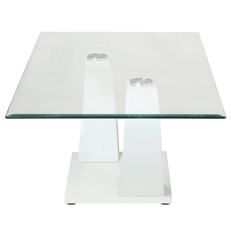 Table basse contemporaine Cres 50 pouces avec plateau en verre par