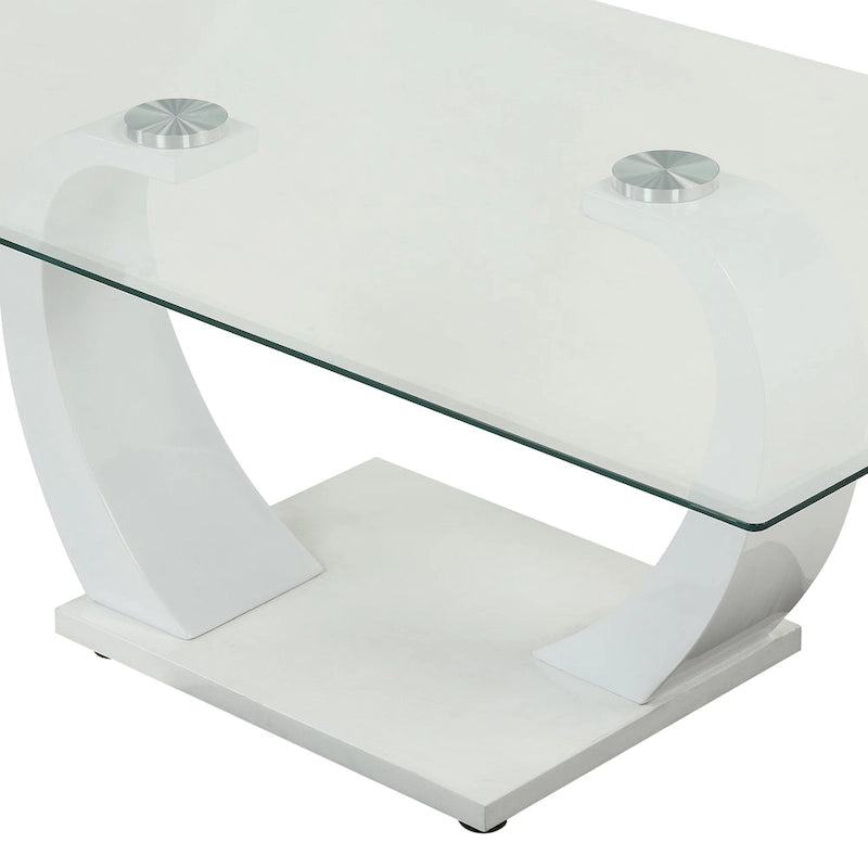 Table basse contemporaine Cres 50 pouces avec plateau en verre par