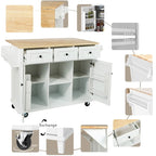 Îlot de cuisine en MDF de 53 po de largeur avec comptoir et armoire de rangement