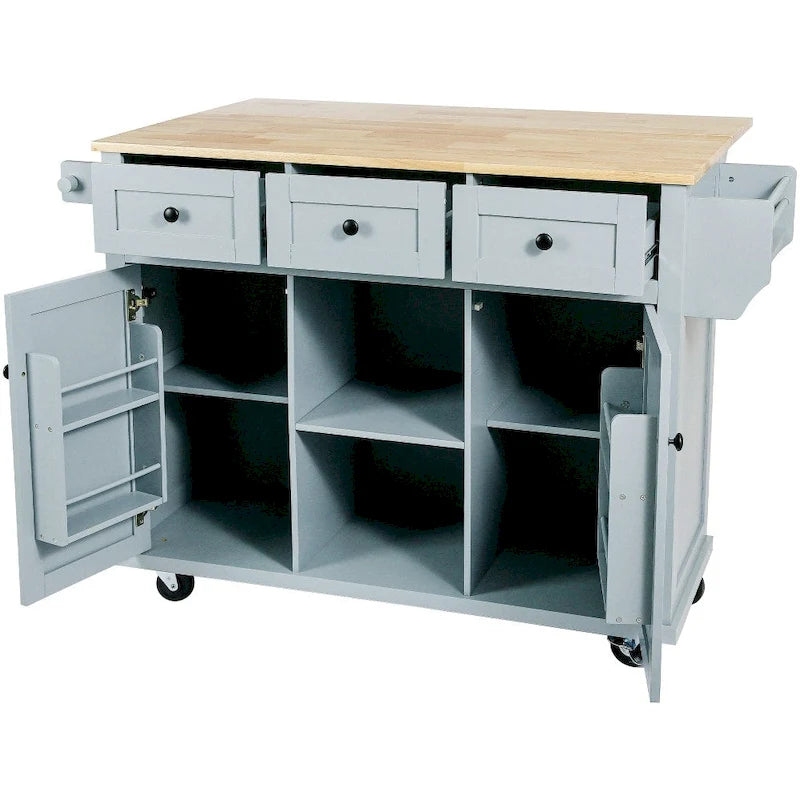 Îlot de cuisine en MDF de 53 po de largeur avec comptoir et armoire de rangement