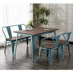 Banc de salle à manger, Banc d'entrée avec dossier, Banc de salle à manger en métal style ferme, Banc industriel du milieu du siècle pour 3 personnes, Assise en bois