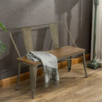 Banc de salle à manger, Banc d'entrée avec dossier, Banc de salle à manger en métal style ferme, Banc industriel du milieu du siècle pour 3 personnes, Assise en bois