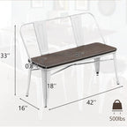 Banc de salle à manger, Banc d'entrée avec dossier, Banc de salle à manger en métal style ferme, Banc industriel du milieu du siècle pour 3 personnes, Assise en bois