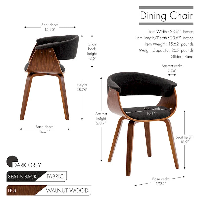 Chaise de salle à manger Merin en tissu avec pieds en bois