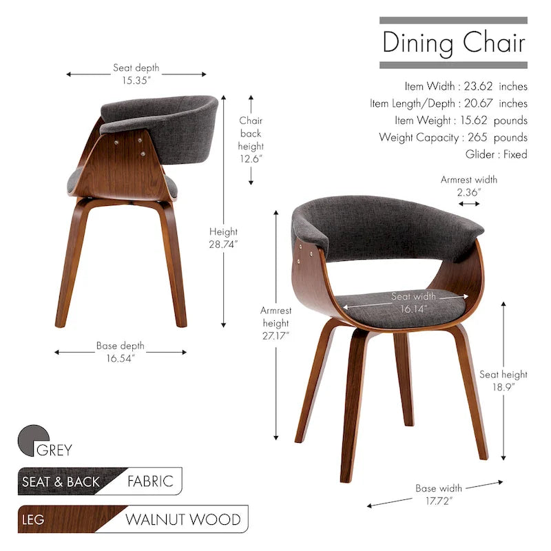 Chaise de salle à manger Merin en tissu avec pieds en bois
